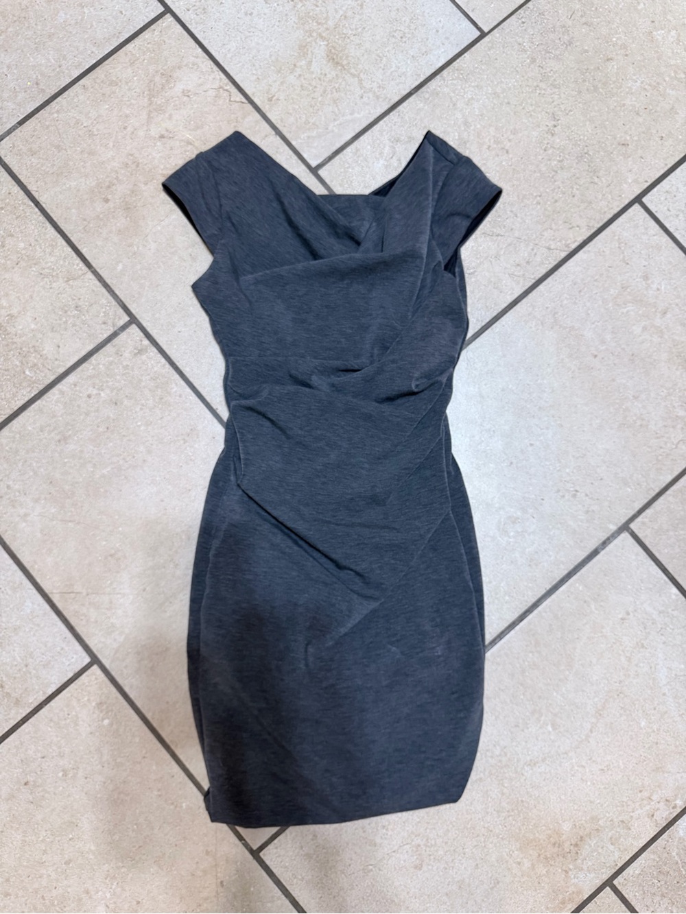 White House Black Market Charcoal Gray Twist Sheath Midi Dress